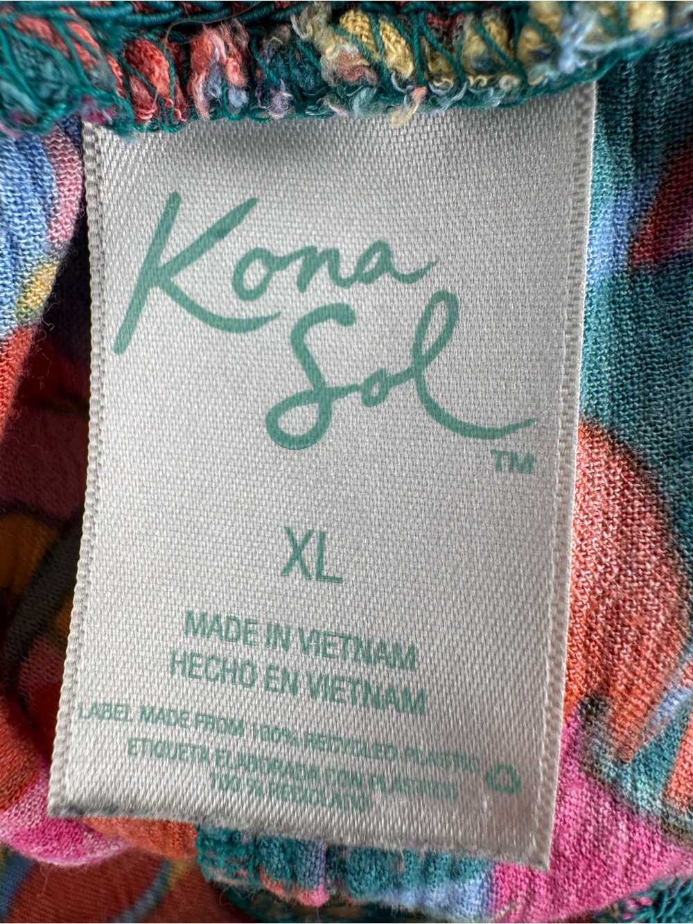 Kona Sol Teal Multicolor Tropical Wide Leg Pants - Picture 2 of 7